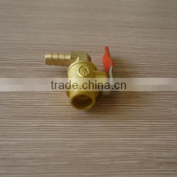 Red Lever Handle L Type Brass Ball Valve With Hose Barb photo-2