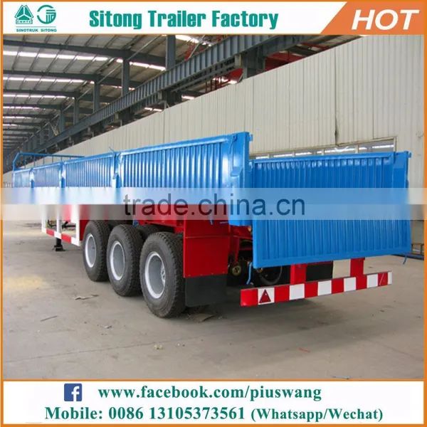 China Hot Sale 3 Axle Flatbed Highway Cargo Trailer Side Wall Utility 6x4 Sinotruk Tractor Truck photo-3