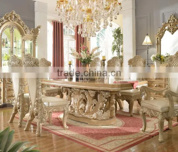 Luxurious Wooden Hand Carved European Royal King's Dining Chair And Matching Table Set(MOQ=1 SET) photo-3