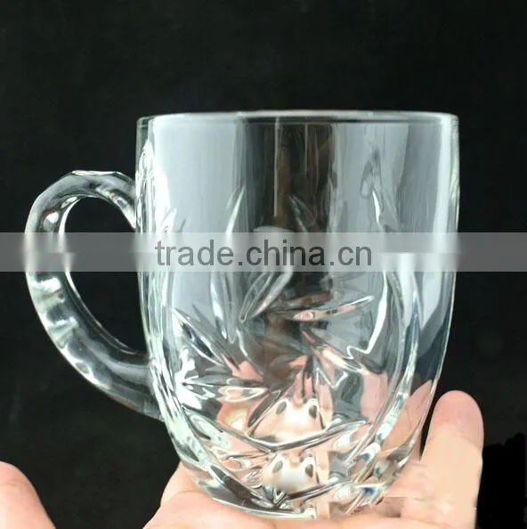 Embossed Flower Logo Glass Mug Transparent Glass Mug Cheap Glass Mug photo-5