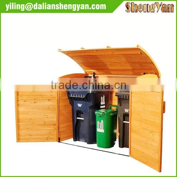 Large Cedar Outdoor Wooden Garbage And Recycling Can Storage Bin Enclosures photo-2
