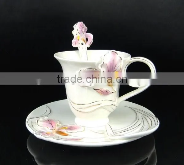 2015 New Bone China Ceramic Tea Cup And Saucer With Classical Flower Design photo-3