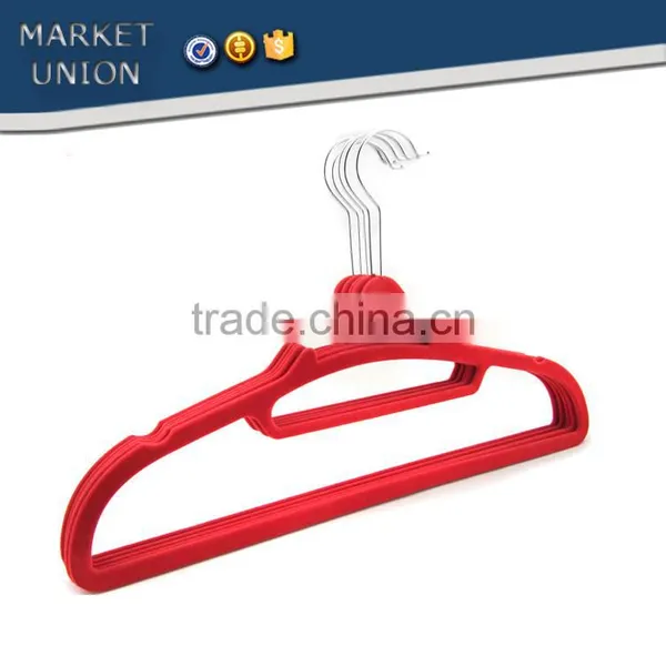 ABS Plastic Velvet Antiskid Suit Hangers Flocking Clothes Hanger With Pulley photo-3