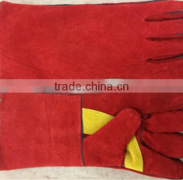Cow Split Leather, Sew Black Layering, One Piece Back, Full Lining 14/16 Inch Gloves for Welders photo-2