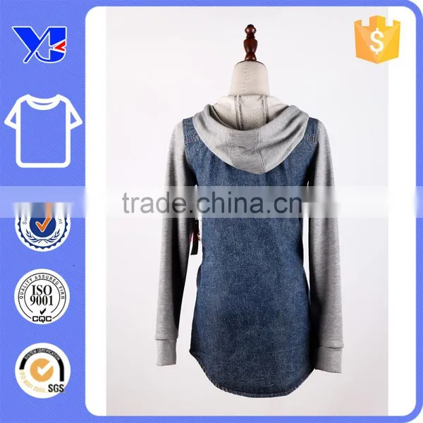 Pure Cotton Fleece Sleeves Hood Long Fashion Body Women Demin Coat photo-2