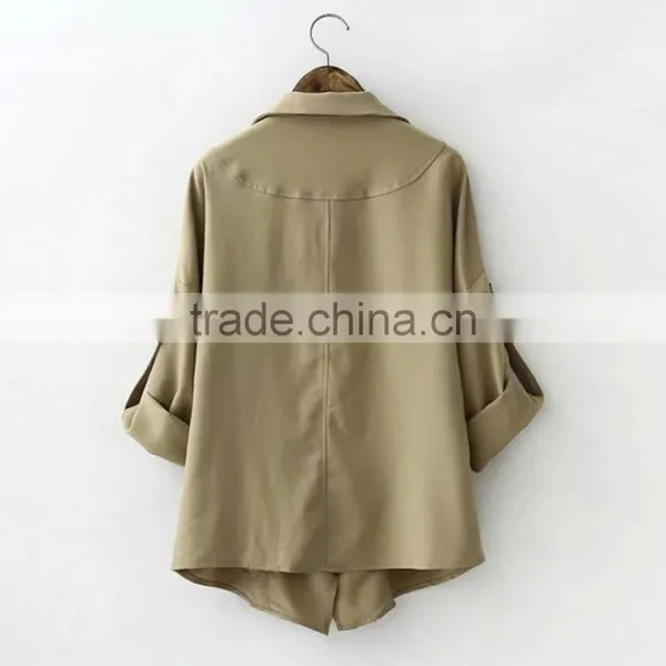 2016 Spring European and American Style Turn-down Collar Loose Fit Jacket for Women photo-3