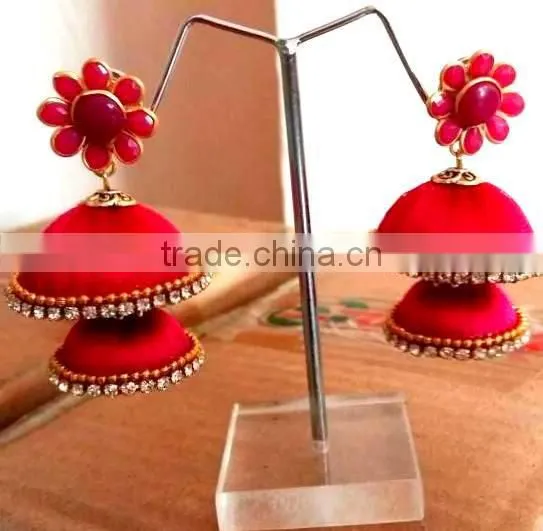 Indian Silk Thread Jhumka Earrings ,factory Direct Fashion Jewelry photo-2