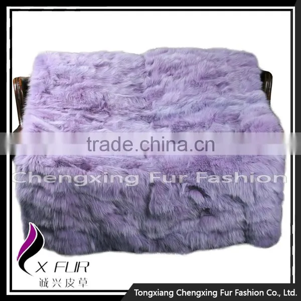 CX-D-123 Patchwork Hand Made Fashion Winter Genuine Fox Fur Carpet Rug photo-5