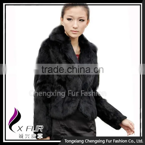CX-G-A-201 Custom Fashion Rabbit Fur Long Sleeves Women Coat photo-5
