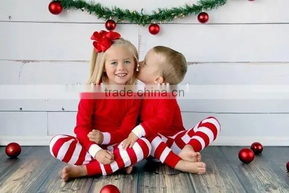 Baby Outfit Wholesale Children Boutique Remake Red White Stripe Pajamas Christmas Stripe Pajamas photo-6
