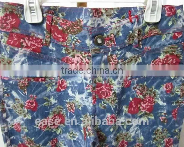Women Denim Printing Fabric 95% Cotton 5% Spandex Sexy Tight Pants Wholesale to South American photo-3