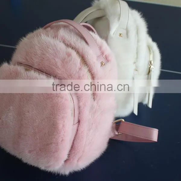 Myfur Cute Baby Pink Girls Fashion Mink Fur Leather Backpack Customized Bags photo-6