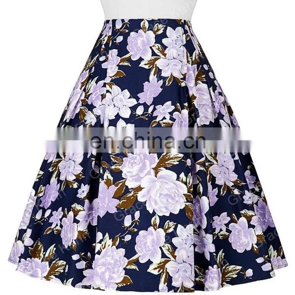 Grace Karin Occident Women Vintage Retro Floral Pattern Cotton Skirt 9 Patterns CL008925-2 photo-2