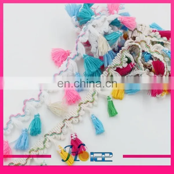 4.5cm Width Cotton Mixed Color Tassel Fringe Lace Trim for Garment photo-3