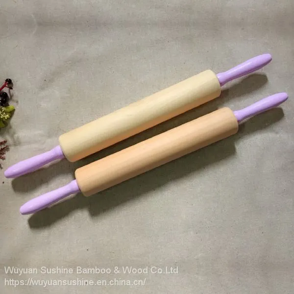 Wooden Rolling Pin,Handles With Paint,Made of Chinese Cherry photo-3