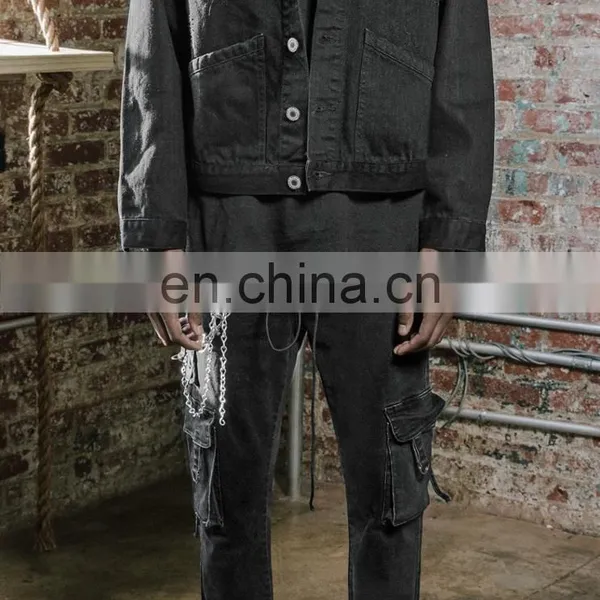 DiZNEW Black Denim D Cargo Jeans For Men photo-7