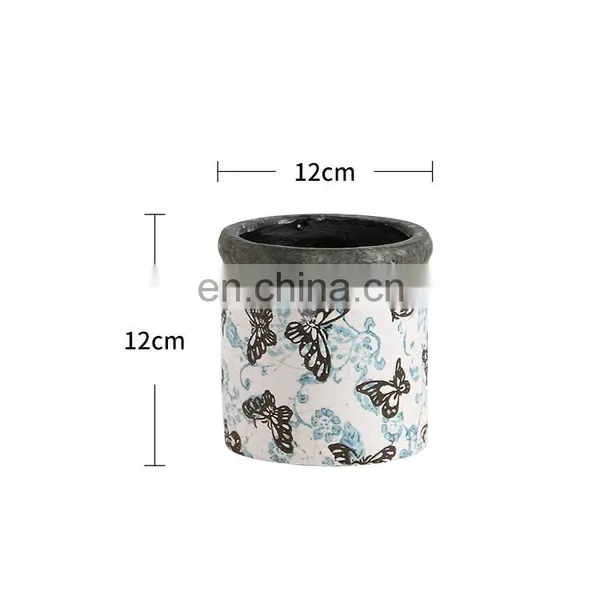 Unique Artistic Style Butterfly Pattern Embossed Design Indoor Flower Planter Archaistic White Ceramic Plants Pots for Garden photo-4