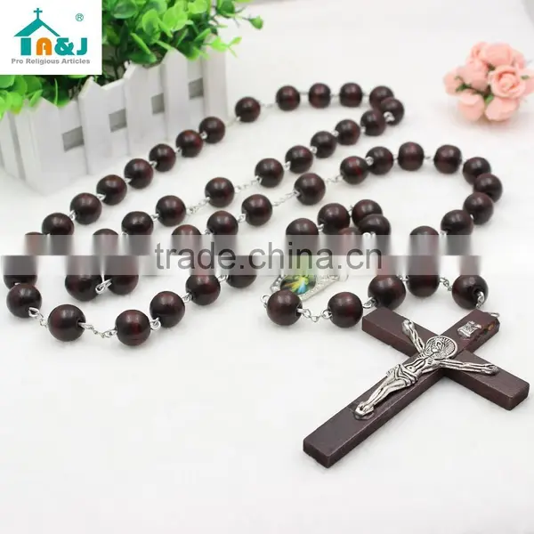 Big Wooden Bead Wall Rosary photo-2