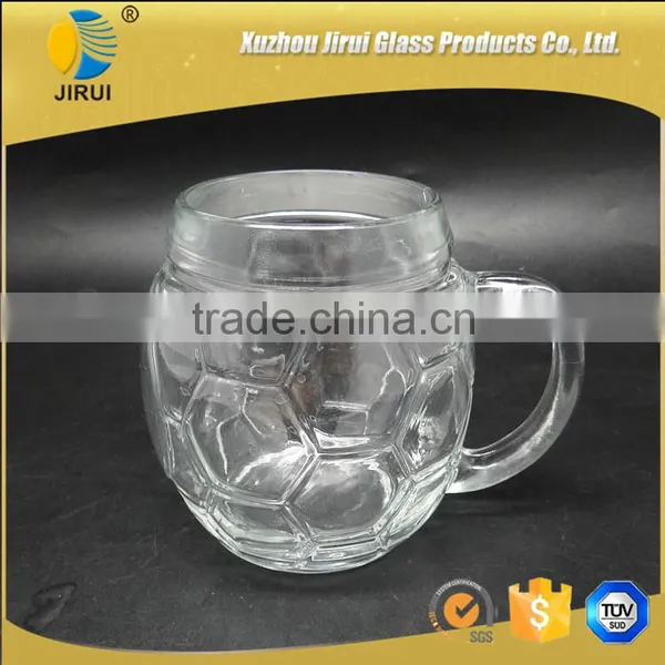 600ml Football Design Clear Glass Mason Jar photo-2