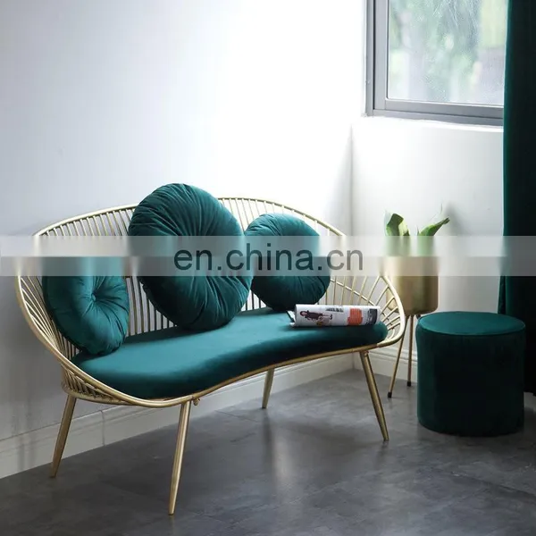 Simple Modern Iron Sofa Chair Milk Tea Shop Double Creative Leisure Sofa Chair Velvet Leisure Chair photo-2