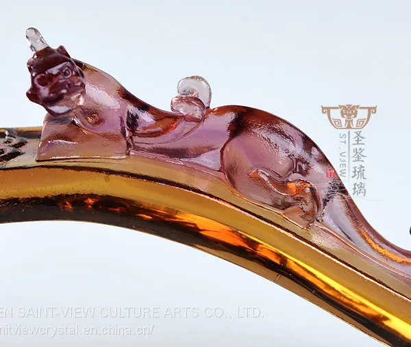 Colored Glaze Ruyi With Ingot Dragon Chinese Feng Shui Ornament Gift photo-4