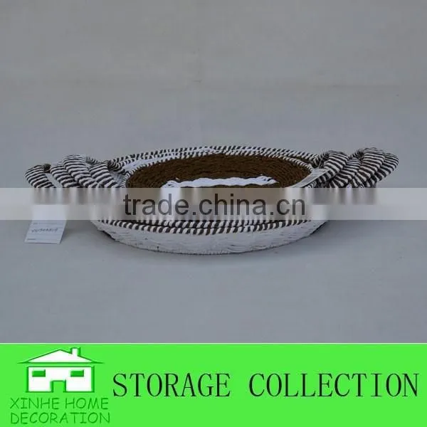 Set of 4 Round Shape Handmade Paper Rope Woven Tray photo-2