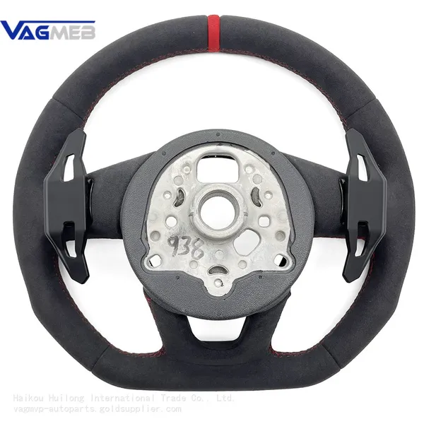 For Audi A3 A4 A5 S3 S4 S5 B9 Full Alcantara Red Stitching Steering Wheel With Key Button Frame Assembly photo-5