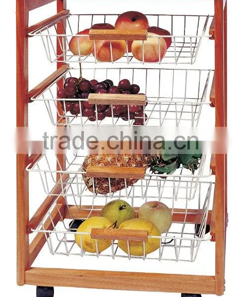 Pine Kitchen Trolley Tile Top