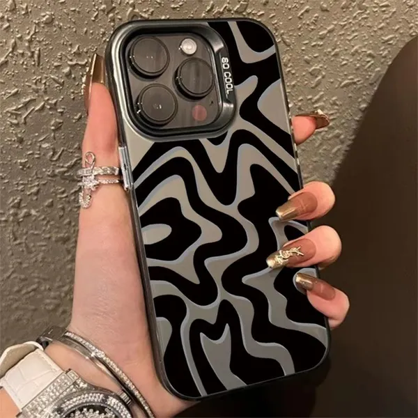 Luxury Fashion Stripe Wave Matte Texture Phone Case for iPhone Shockproof Bumper Cover