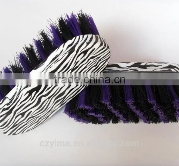 Zebra Pattern Horse Dandy Brush With White & Purple Bristle photo-2