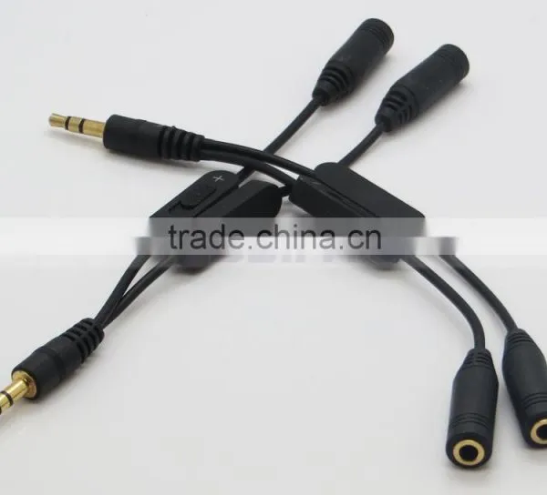 2 Male to Female Y Splitter Cable Extension Audio Cable With Volume Control photo-2