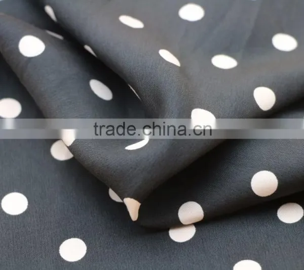 Summer Top Selling Women Dresses Cupro Type100%viscose Twill Dot Print Fabric photo-6