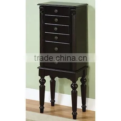 Jewelry Armoire With Total of 5 Fully Lined Drawers