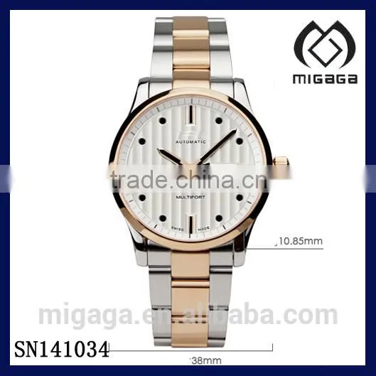 Two Tone Gold and Silver Pvd Plating Auto Wristwatch for Men