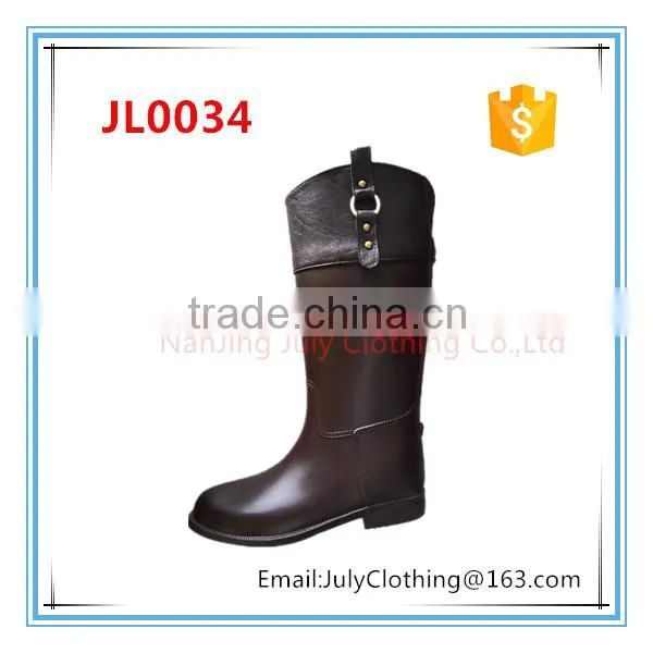 Black Brown Riding Rubber Rain Boots Shoes