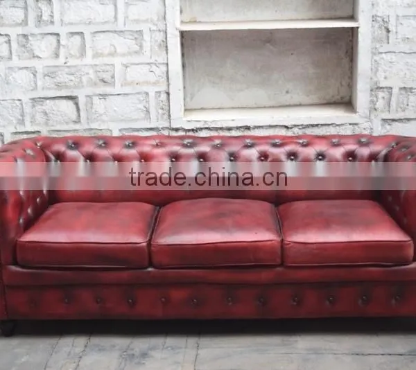 3 Seater Sofa Leather , Vintage Industrial Furniture Jodhpur