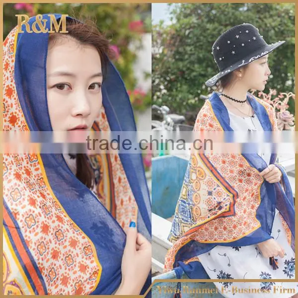 Tassels Design Digital Print Polyester Scarf China Wholesale photo-4