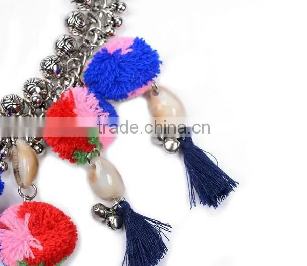 New Design Ethnic Bohemia Gypsy Exaggerate Colorful Ball Statement Necklace photo-6