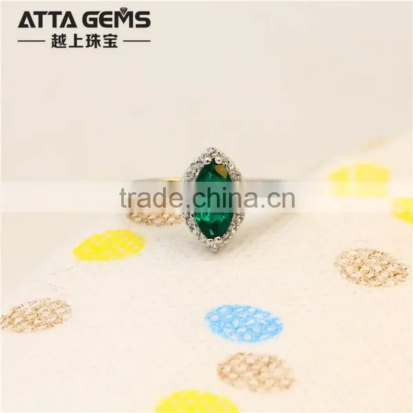 Created Marquise Shape Emerald 925 Silver Ring Price photo-2