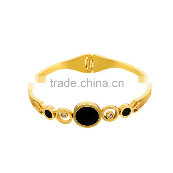 Fashion Stainless Steel Crystal Luxury Cut-out Cuff Bangle Bracelets for Women photo-3
