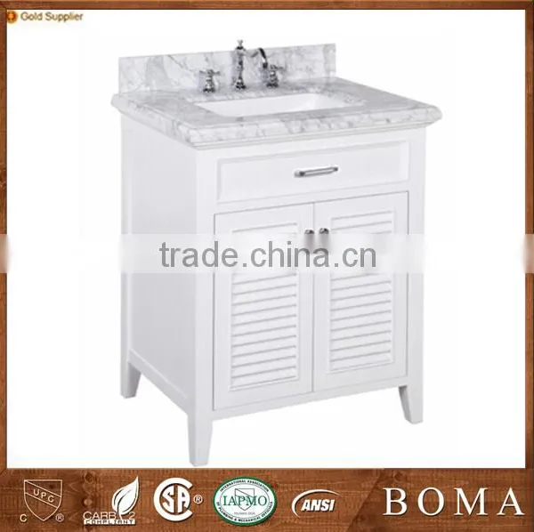 2016 Hot Sell America Style Solid Wood Vanity White Bathroom Design