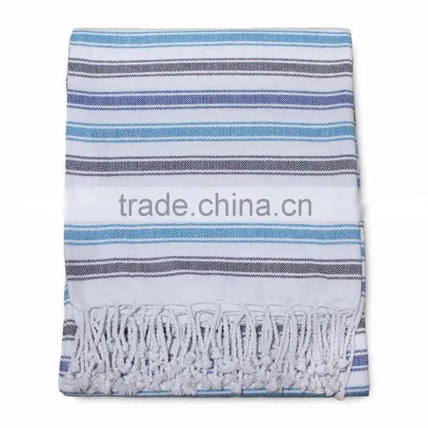 Turkish Hamam Peshtemal Cotton Towels, Beach & Bath Towels - Turquoise Navy Black