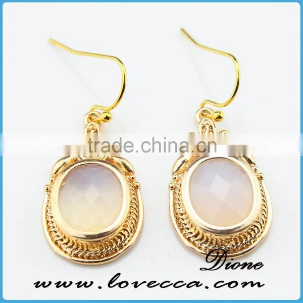 Fashion 2016 Latest Vintage Jewelry Dubaiearrings 18k Gold Color Plated Gold Green Drop Stone Earring photo-2