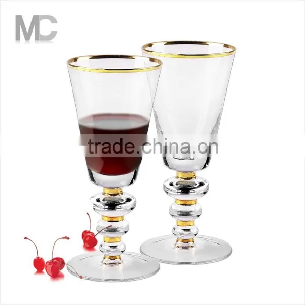 Wholesale Handmade Clear Wine Glass With Gold Sliver Rim photo-4