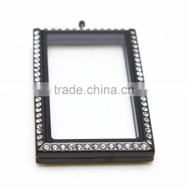 Rectangle Crystal Lockets Stainless Steel photo-6