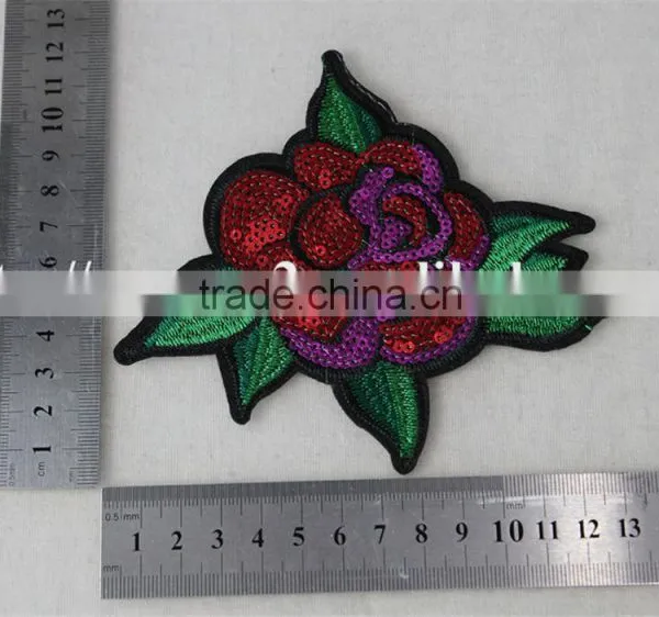 Good Looking 12*13cm Sexy Red Flower Pattern Diamond Patch Sequin Embroidery Applique for Dancer photo-6