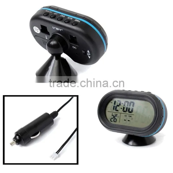Brand New 12-24V Digital Auto Car Thermometer + Car Battery Voltmeter Voltage Meter Tester Monitor + Noctilucous Clock photo-4