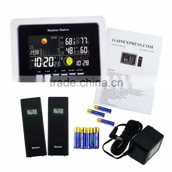 2 Wireless Sensors Weather Station WWVB DCF RCC Indoor Outdoor Temperature Thermometer With Air Presurre Trend Indicator photo-2