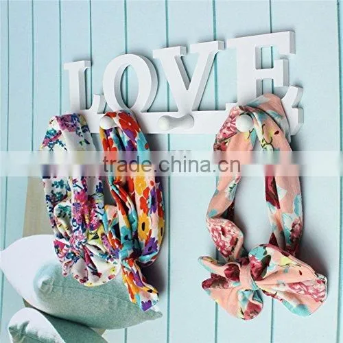 Vintage White LOVE Design Wooden Wall Hooks Clothes Robe Key Holder Hat Hanger Home Decoration photo-2