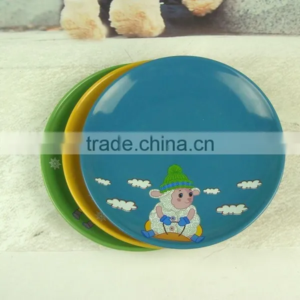 Ceramic Type Children Plate With Cartoon Decal and Soild Color photo-3